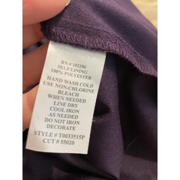 Connected Apparel Womens Purple Cocktail Sheath Dress Fairy Sheer Sleeve Beaded - Picture 6 of 6